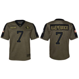 2021 Salute To Service Youth 49ers Colin Kaepernick Olive Game Jersey
