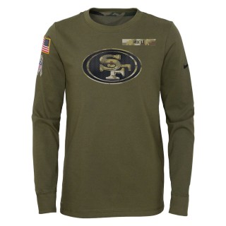 2021 Salute To Service Youth 49ers Olive Long Sleeve T-Shirt