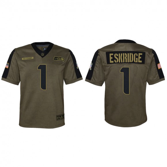2021 Salute To Service Youth Seahawks D'Wayne Eskridge Olive Game Jersey