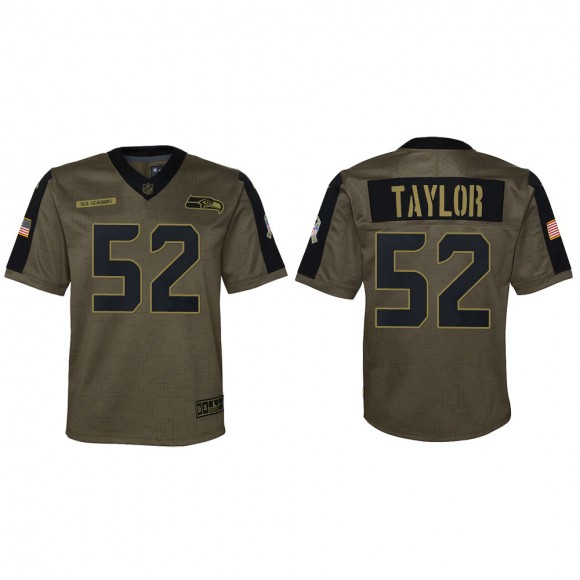2021 Salute To Service Youth Seahawks Darrell Taylor Olive Game Jersey