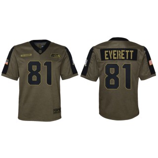 2021 Salute To Service Youth Seahawks Gerald Everett Olive Game Jersey
