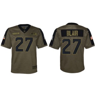 2021 Salute To Service Youth Seahawks Marquise Blair Olive Game Jersey