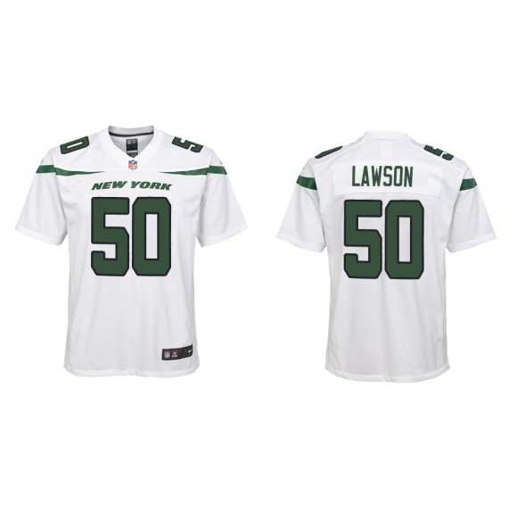 Youth New York Jets Shaq Lawson #50 White Game Jersey