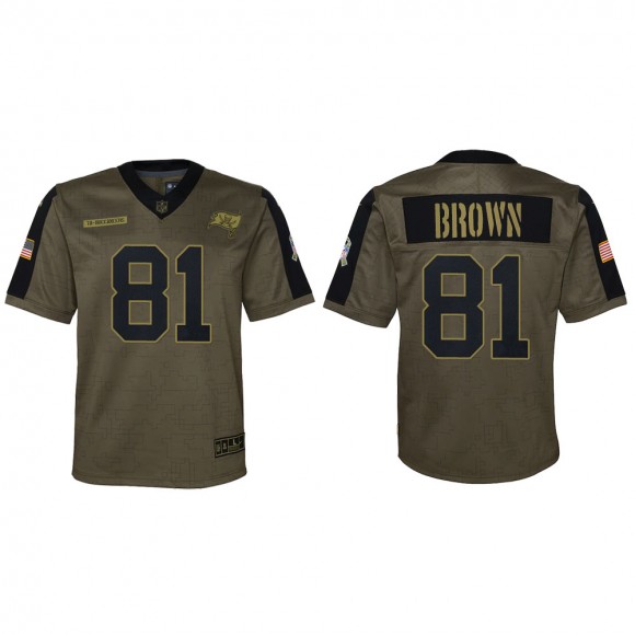 2021 Salute To Service Youth Buccaneers Antonio Brown Olive Game Jersey