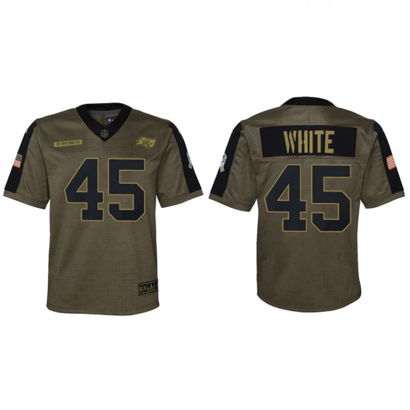 2021 Salute To Service Youth Buccaneers Devin White Olive Game Jersey