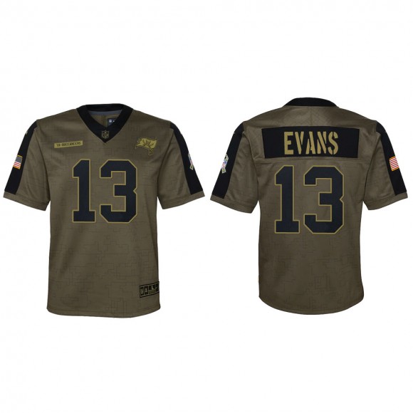 2021 Salute To Service Youth Buccaneers Mike Evans Olive Game Jersey