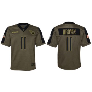 2021 Salute To Service Youth Titans A.J. Brown Olive Game Jersey