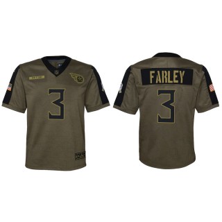 2021 Salute To Service Youth Titans Caleb Farley Olive Game Jersey