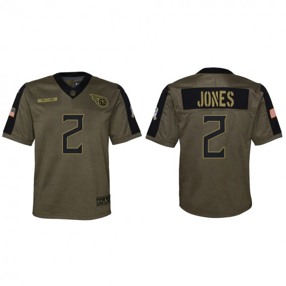 2021 Salute To Service Youth Titans Julio Jones Olive Game Jersey