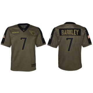 2021 Salute To Service Youth Titans Matt Barkley Olive Game Jersey
