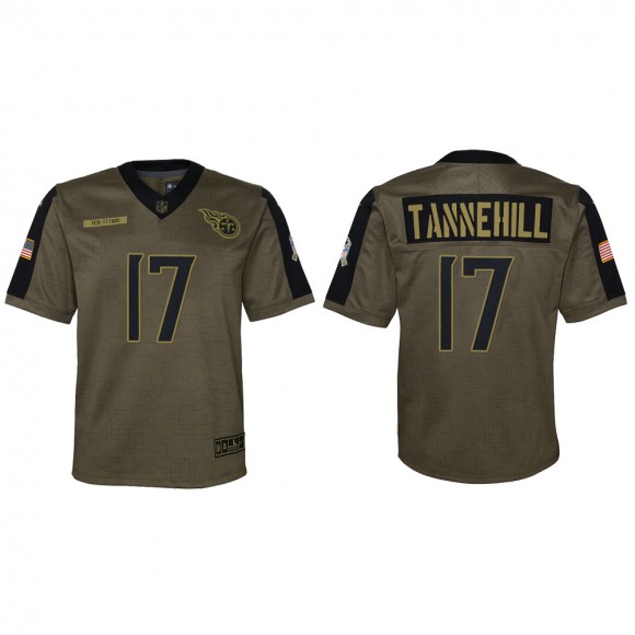 2021 Salute To Service Youth Titans Ryan Tannehill Olive Game Jersey