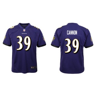 Youth Baltimore Ravens Trenton Cannon #39 Purple Game Jersey