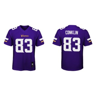 Youth Minnesota Vikings Tyler Conklin #83 Purple Game Jersey