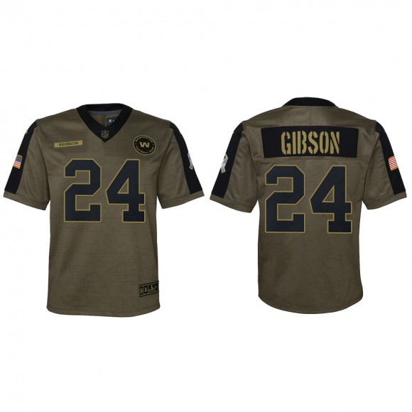 2021 Salute To Service Youth Washington Antonio Gibson Olive Game Jersey