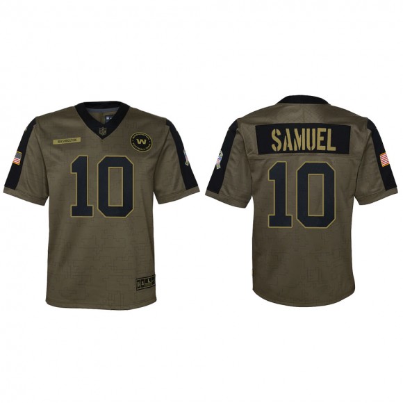2021 Salute To Service Youth Washington Curtis Samuel Olive Game Jersey