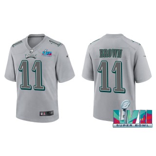 A.J. Brown Youth Philadelphia Eagles Nike Gray Super Bowl LVII Patch Atmosphere Fashion Game Jersey