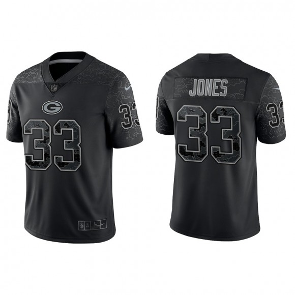 Aaron Jones Green Bay Packers Black Reflective Limited Jersey