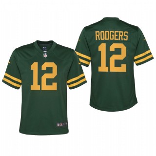 Youth Aaron Rodgers Throwback Jersey Packers Green Alternate Game