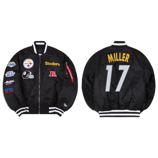 Anthony Miller Alpha Industries X Pittsburgh Steelers MA-1 Bomber Black Jacket