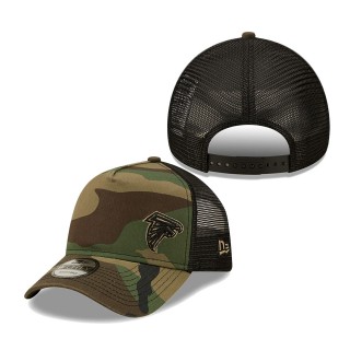 Men's Atlanta Falcons New Era Camo Black Flawless Utility A-Frame Trucker 9FORTY Snapback Hat
