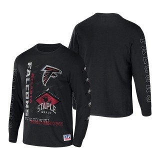 Men's Atlanta Falcons NFL x Staple Black World Renowned Long Sleeve T-Shirt