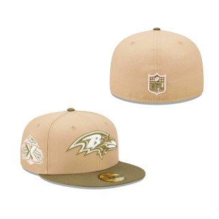 Baltimore Ravens 10th Anniversary Saguaro Tan Olive 59FIFTY Fitted Hat