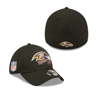 Men's Baltimore Ravens Black 2022 Sideline 39THIRTY Coaches Flex Hat