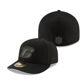 Baltimore Ravens Black Alternate Logo Black on Black Low Profile 59FIFTY II Fitted Hat
