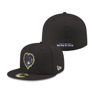 Baltimore Ravens Black Omaha Alternate Logo 59FIFTY Fitted Hat