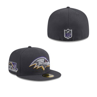 Baltimore Ravens Graphite Official 2024 NFL Draft On Stage 59FIFTY Fitted Hat