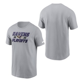 Baltimore Ravens Gray 2023 NFL Playoffs Iconic T-Shirt