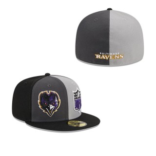 Baltimore Ravens Gray Black 2023 Sideline 59FIFTY Fitted Hat