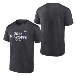 Baltimore Ravens Heather Charcoal 2023 NFL Playoffs T-Shirt