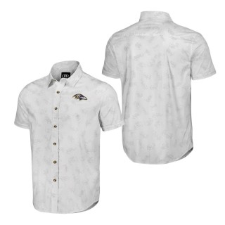 Baltimore Ravens NFL x Darius Rucker Collection White Woven Short Sleeve Button Up Shirt