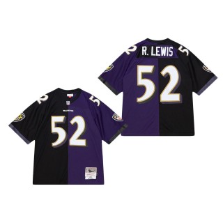 Men's Baltimore Ravens Ray Lewis Mitchell & Ness Purple Black 2000 Split Legacy Replica Jersey