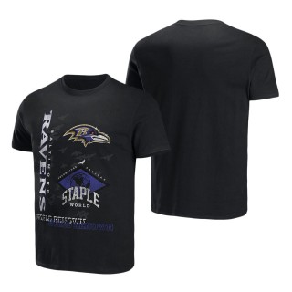 Men's Baltimore Ravens NFL x Staple Black World Renowned T-Shirt