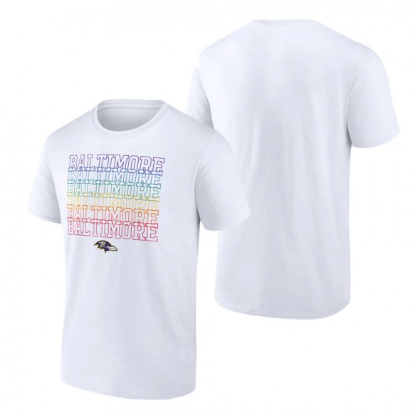 Men's Baltimore Ravens Fanatics Branded White City Pride T-Shirt