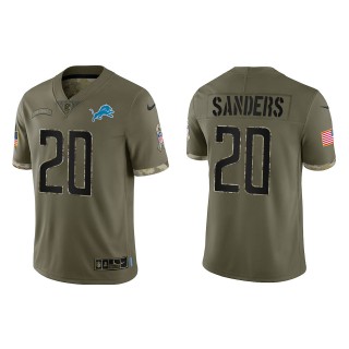 Barry Sanders Detroit Lions Olive 2022 Salute To Service Limited Jersey