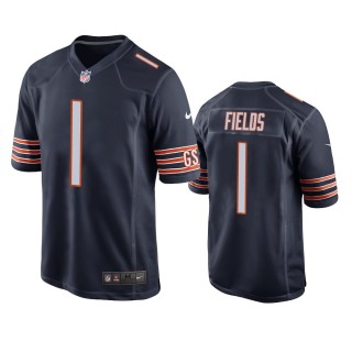 Chicago Bears Justin Fields Navy 2021 NFL Draft Game Jersey