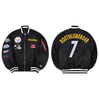 Ben Roethlisberger Alpha Industries X Pittsburgh Steelers MA-1 Bomber Black Jacket