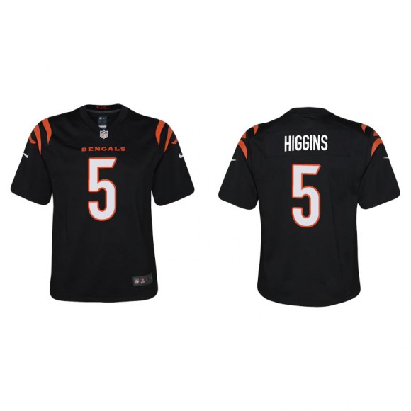 Youth Bengals Tee Higgins Black Game Jersey