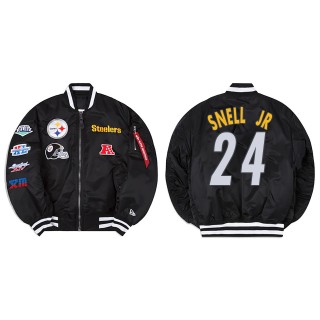 Benny Snell Jr. Alpha Industries X Pittsburgh Steelers MA-1 Bomber Black Jacket