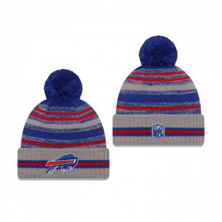 Buffalo Bills Gray 2021 NFL Sideline Sport Pom Cuffed Knit Hat