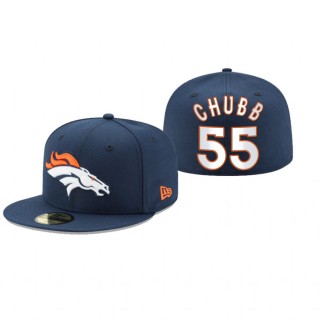 Denver Broncos Bradley Chubb Navy Omaha 59FIFTY Fitted Hat