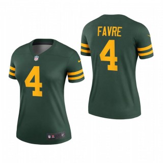 Women's Brett Favre #4 Green Bay Packers Green Throwback Legend Jersey
