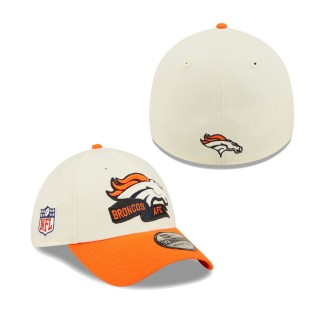 Men's Denver Broncos Cream Orange 2022 Sideline 39THIRTY 2-Tone Flex Hat