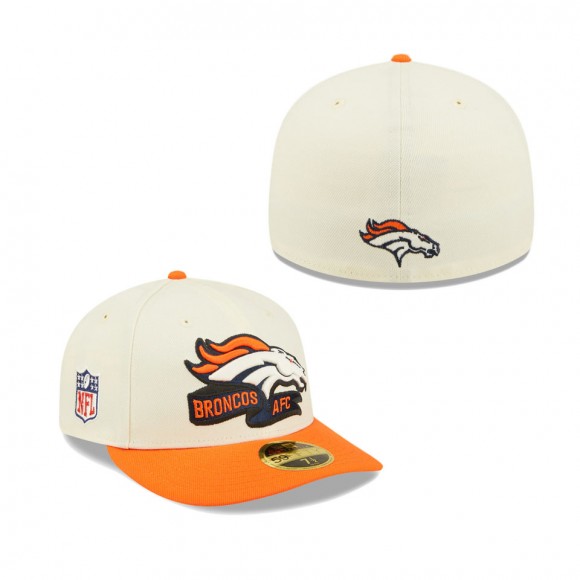 Men's Denver Broncos Cream Orange 2022 Sideline Low Profile 59FIFTY Fitted Hat