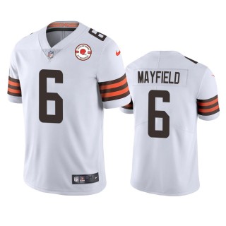 Cleveland Browns Baker Mayfield White 75th Anniversary Patch Jersey