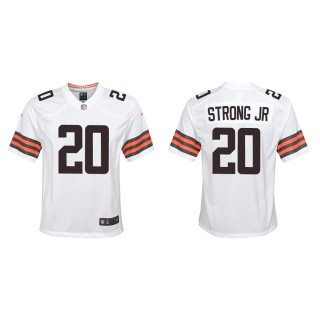Youth Pierre Strong Jr. Browns White Game Jersey