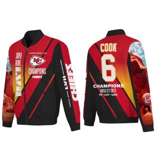 Bryan Cook Kansas City Chiefs Red Super Bowl LVII Champions Logo Full Zip Nylon Bomber Jacket